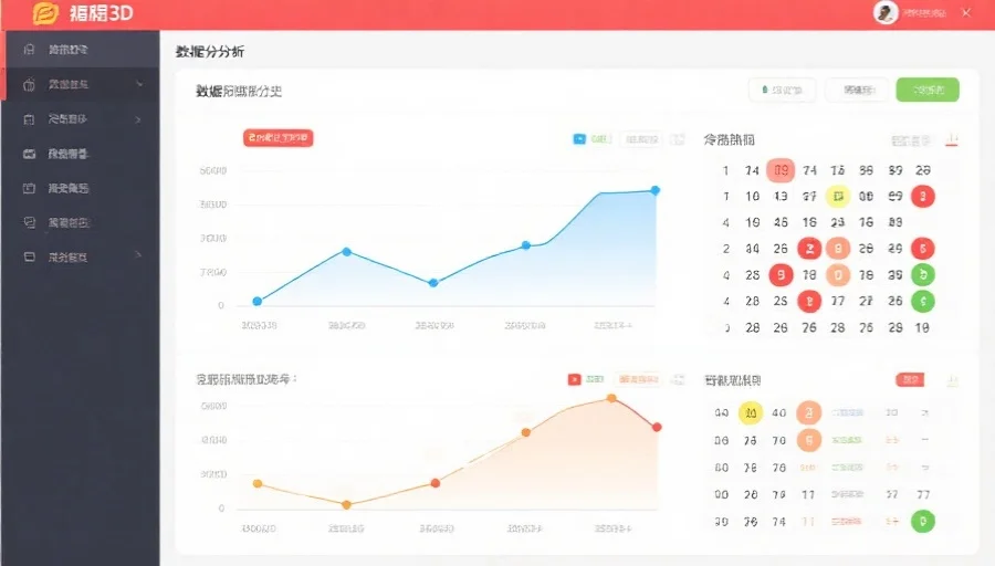 数据分析图表展示福彩3D历史开奖号码的走势曲线和冷热号码分布,界面简洁直观
